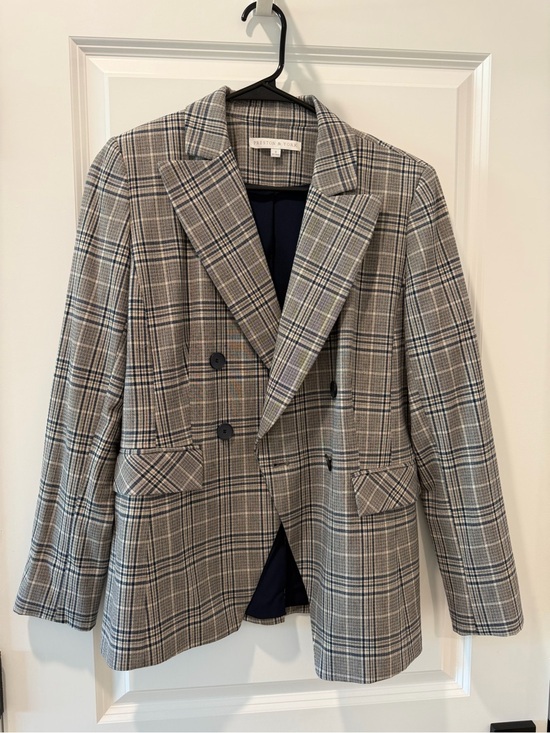 Preston & York Jackets & Blazers - Preston & York Navy and Gray Plaid Double-Breasted Blazer